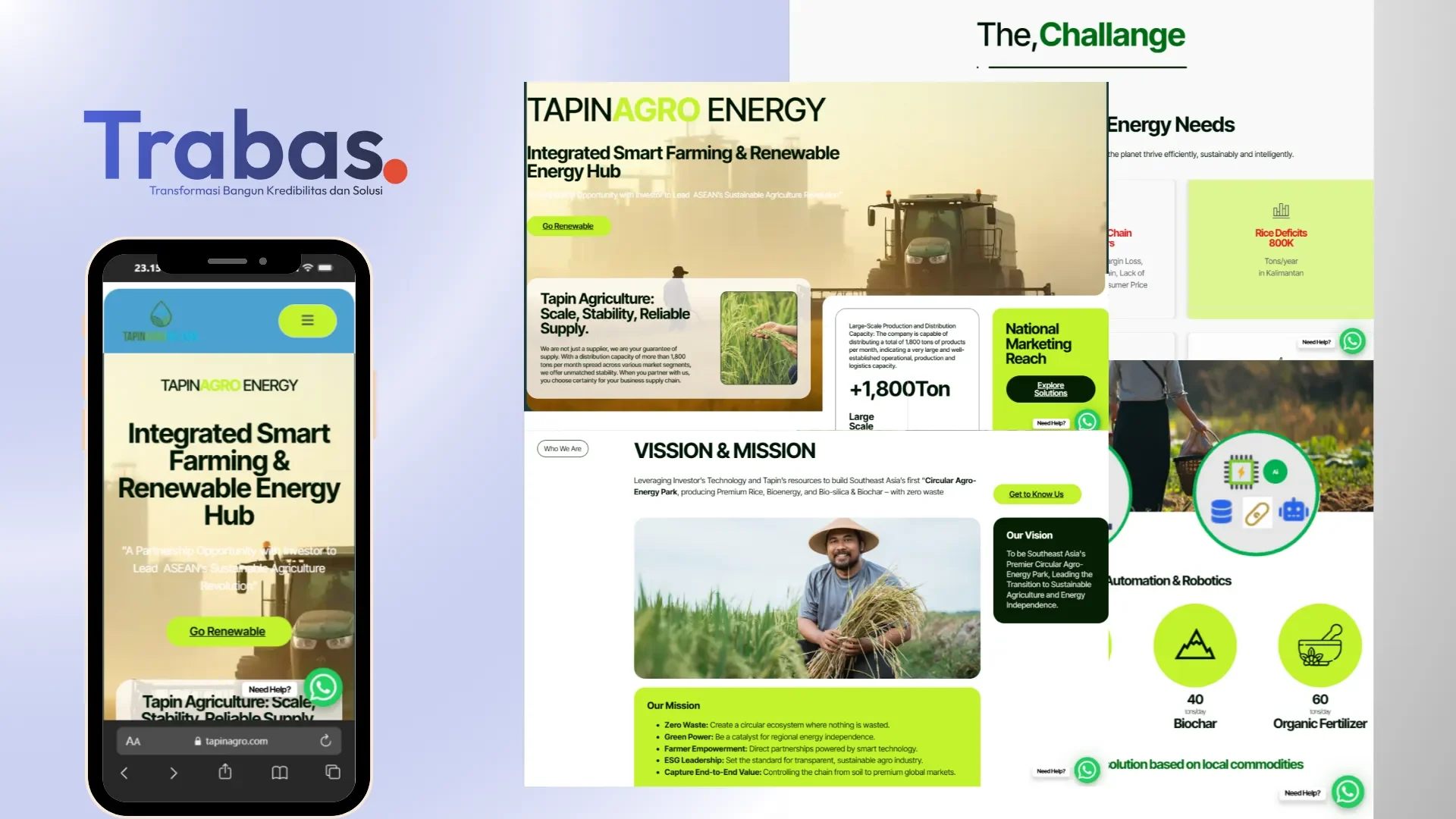 Desain website profesional Tapin Agro Energy, contoh studi kasus untuk website company profile yang meningkatkan kredibilitas bisnis online di 2026.